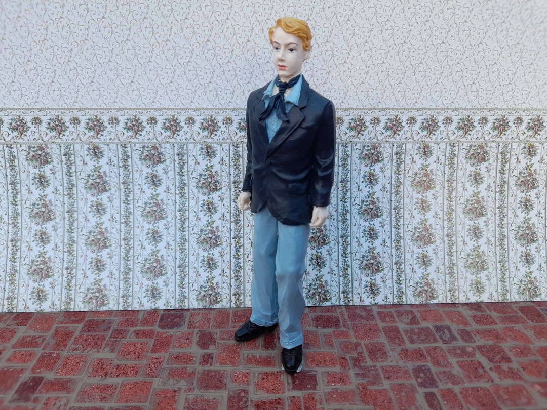 Dolls House Miniature 1:12 Porcelain People Man In Black Wedding Suit Groom