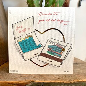 Biglietto di auguri/compleanno fatto a mano "Ricorda i bei vecchi brutti giorni" di Heartbreak Hotel - Bianco e oro