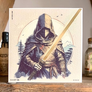 Carte de voeux d'anniversaire/sabre laser Jedi or samouraï fait main