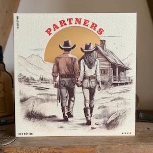 Handmade Western Partners Happy Birthday / Greetings Card - Off White & Gold