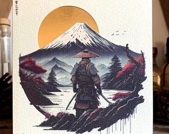 Handmade Japanese Samurai Birthday / Greetings Card