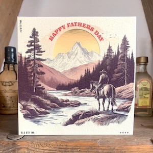 Handgemaakte Happy Fathers Day-westernkaart - gebroken wit en goud