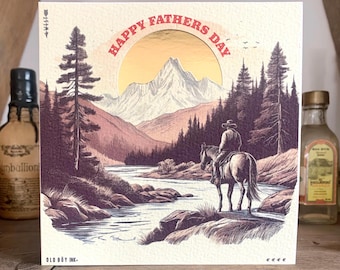 Handmade Happy Fathers Day Western Card - Off White & Gold