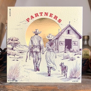 Handgemachte Western Partners Happy Birthday / Grußkarte - Off White & Gold