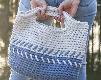 CROCHET BAG PATTERN - Easy Bulky Crochet Purse Crochet Tote Crochet Market Bag Crochet Handbag