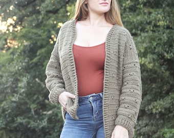 Crochet Cardigan Pattern - cozy oversized cardigan sweater - easy crochet pattern