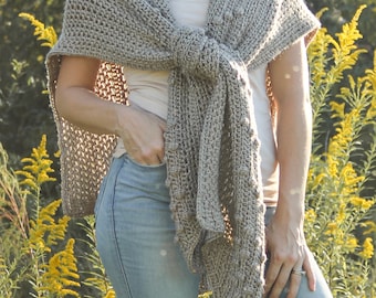 VIRKMÖNSTER - Ruana Wrap Poncho-stil med unika noppor