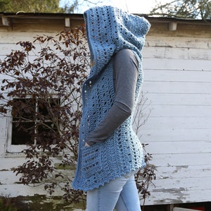 Crochet Hooded Vest Pattern - Easy Beginner crochet pattern