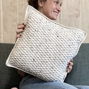 CROCHET PATTERN - Alpine Stitch Pillow Cover Crochet Pattern - Textured Pillow Cover - DIY Pillow Cover Case