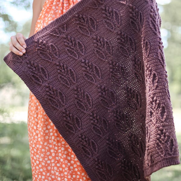 Crochet Baby Blanket Pattern with Cabled Floral Motif
