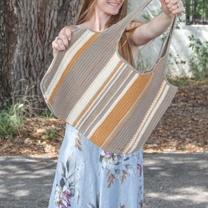 CROCHET PATTERN Striped Tote Bag Crochet Pattern image 2