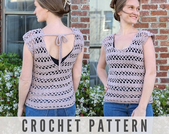 CROCHET PATTERN - Tie Back Bow Top with low back split V