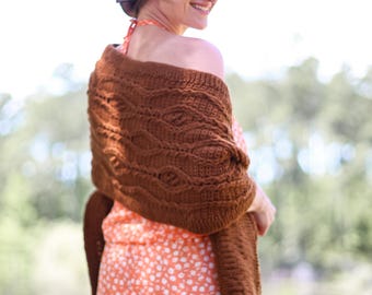 Cabled Crochet Rectangle Shawl Pattern (Printable PDF)