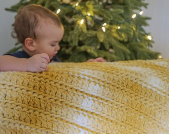 CROCHET PATTERN - Knit Look Crochet Blanket, Afghan, Throw in Super Bulky Weight Yarn