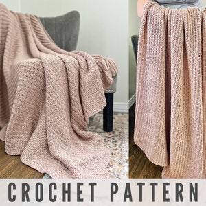 CROCHET PATTERN - Knit Look Crochet Blanket, Afghan, Throw in Worsted Weight Yarn