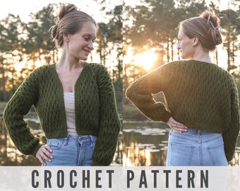 CROCHET PATTERN - Free Cropped Crochet Cardigan Pattern - Simple Slightly Oversized