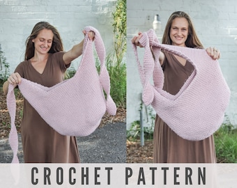 CROCHET PATTERN - Easy Modern Hobo Crochet Tote Bag Pattern Super Bulky Yarn