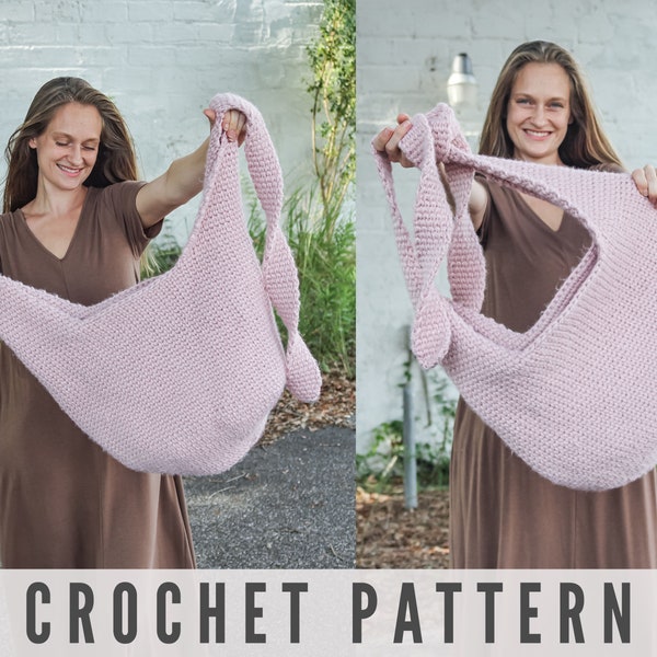 CROCHET PATTERN - Easy Modern Hobo Crochet Tote Bag Pattern Super Bulky Yarn
