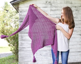 Patrón de bufanda triangular de crochet: Chal asimétrico (Descargar PDF)