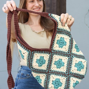 Granny Square Bag Crochet Pattern, Granny Square Pattern Tote Bag, Granny Market Bag Pattern, Granny Tote Crochet Pattern