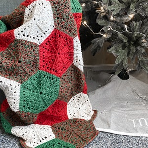GEHÄKELTE HEXAGON-MUSTER - Gehäkelte Weihnachtssechskant-Decke, Hexi-Muster