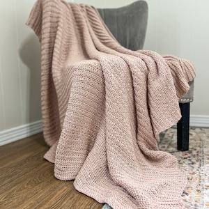 CROCHET PATTERN - Knit Look Crochet Blanket, Afghan, Throw in Worsted Weight Yarn