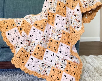 Crochet Pattern for a Simple Half Double Crochet Granny Square Baby Blanket