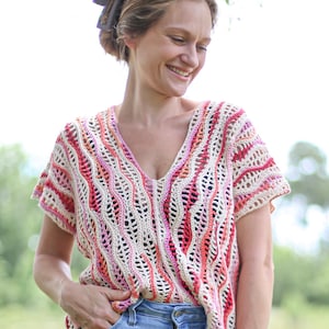 Crochet Summer Top PATTERN – Easy Ladies Beachside Sunset Shirt (PDF Download)