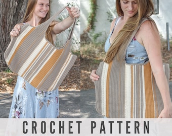 CROCHET PATTERN - Striped Tote Bag Crochet Pattern