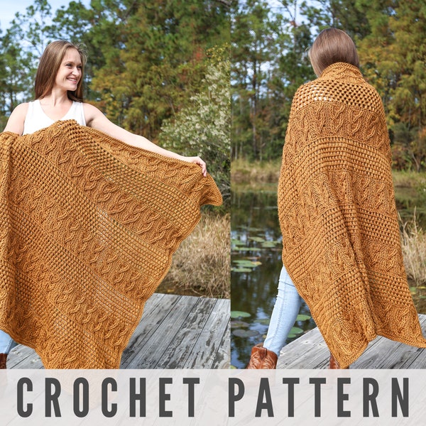 CROCHET PATTERN - Free Braided Crochet Cable Blanket Pattern using Worsted Weight Yarn