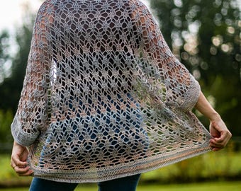 SCHEMA per cardigan estivo all'uncinetto - Cardigan estivo all'uncinetto facile, top da donna, maglietta all'uncinetto da donna, top all'uncinetto per principianti, maglione oversize