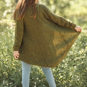 Crochet Cardigan Pattern: Long Chevron Sweater (PDF Pattern)