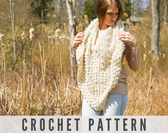 Crochet Wrap Pattern - Triangle Scarf or Shawl - Easy Crochet Pattern