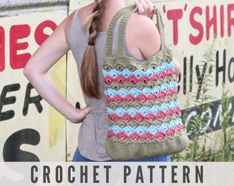 CROCHET PATTERN - Farmers Market Bag - Box Stitch Crochet Tote Bag