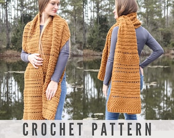 CROCHET PATTERN - Crochet Wrap Shawl, Oversized Scarf