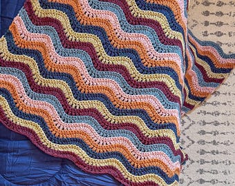 Ripple Blanket Crochet Pattern: Easy Wavy Afghan (PDF Download)
