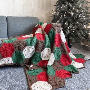 CROCHET HEXAGON PATTERN Crochet Christmas Hexagon Blanket, Crochet Hexi Patterns image 7