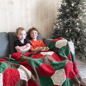 CROCHET HEXAGON PATTERN Crochet Christmas Hexagon Blanket, Crochet Hexi Patterns image 3