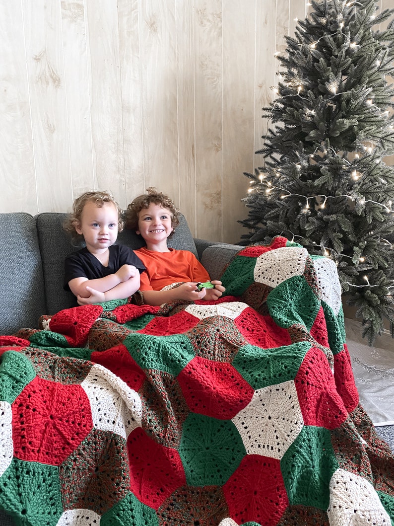 CROCHET HEXAGON PATTERN Crochet Christmas Hexagon Blanket, Crochet Hexi Patterns image 3