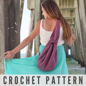 CROCHET PATTERN - Crossbody Backpack, Crochet Drawstring Bag, Crochet Market Bag