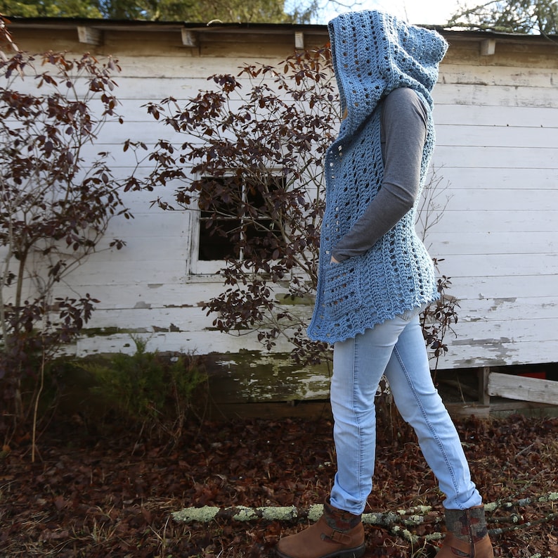Crochet Hooded Vest Pattern: Easy Beginner PDF image 1