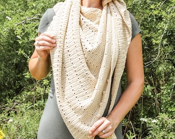 Triangle Shawl Crochet Pattern: Cotton Bamboo, Intermediate Skill (PDF Pattern)