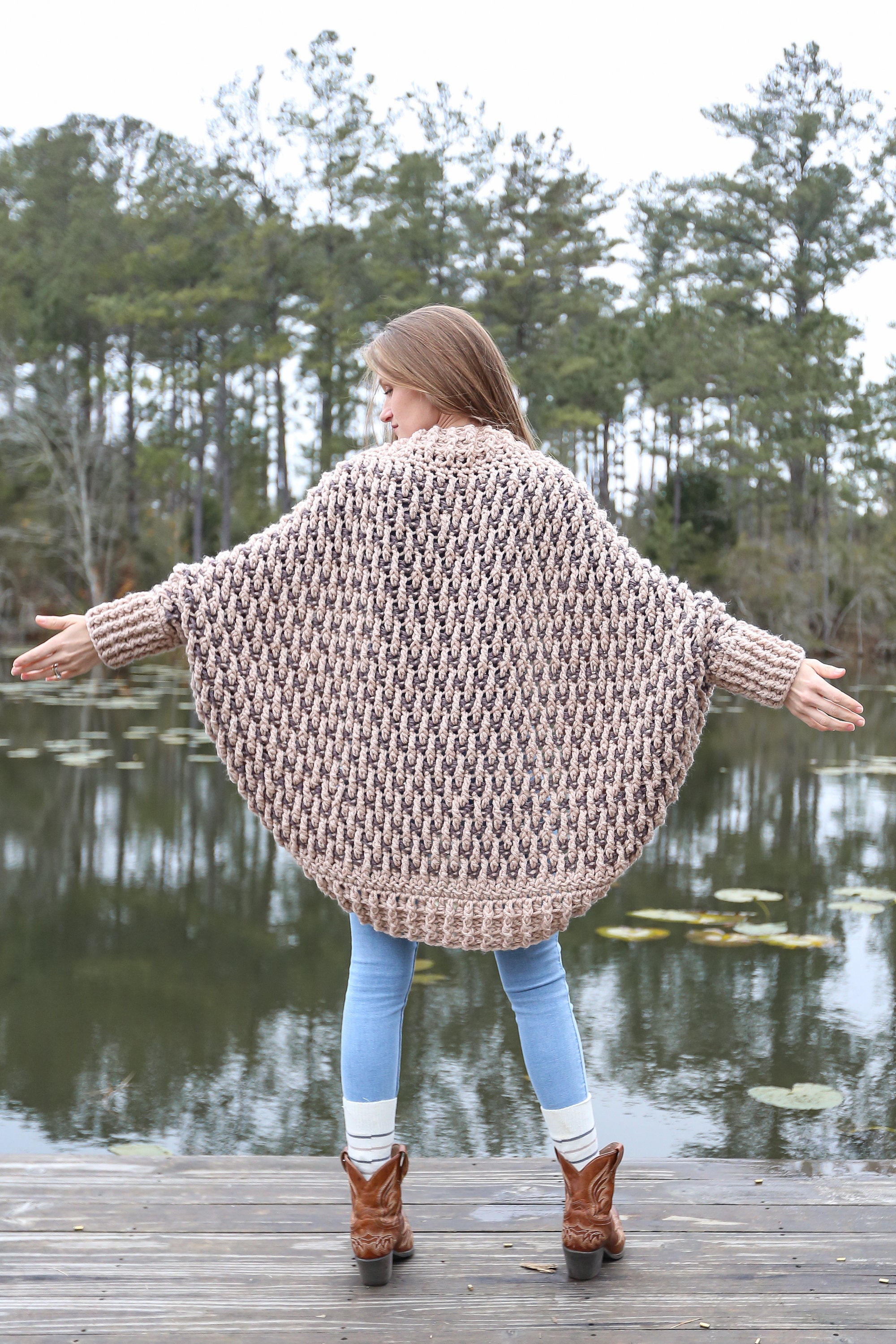 3153 Byos Winter Chic Warm Double Layer Leafy Cutout Crochet Chunky Knit Mosaic Double Crochet Stitch Tutorial | HanJan Crochet main image 4