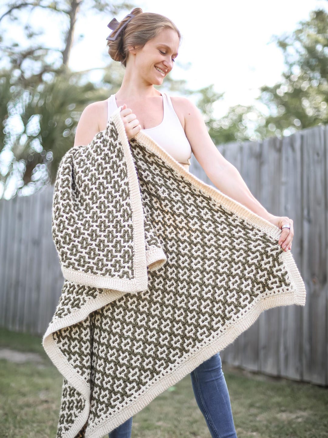 その他 USED HANDMADE BLANKET Reversible Interlocking Crochet Blanket Pattern – Woven Tiles