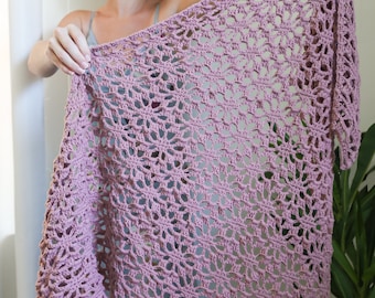 Crochet Lace Shawl Pattern: Flower Motif Wrap (PDF Pattern)