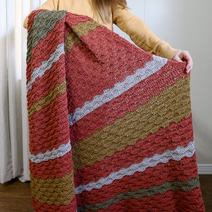 Striped Crochet Blanket Pattern: Modern Retro Throw (PDF Pattern)