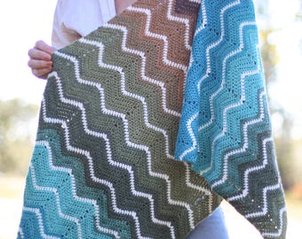 Crochet Chevron Shawl Pattern: Zigzag Ripple Stitch (PDF Pattern)