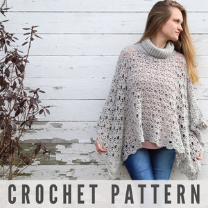 Crochet Pattern / Crochet Poncho / Collared Crochet Poncho / Children and Adult / Lacy Crochet Poncho / Summer Spring Crochet