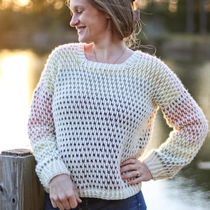CROCHET SWEATER PATTERN - Oversized Crochet Sweater Pattern - Simple Pullover Slightly Oversized