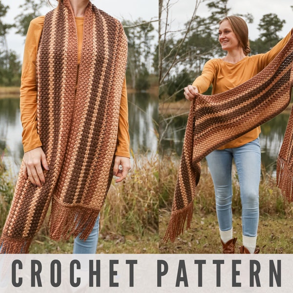 Coffee BEAN STITCH Crochet Scarf Pattern + Video Tutorial